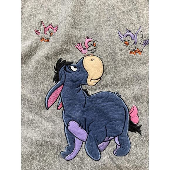 Disney Eeyore Hoodie Womens LG Gray Back Hit Zip Fleece Embroidered Winnie Pooh - Picture 6 of 7